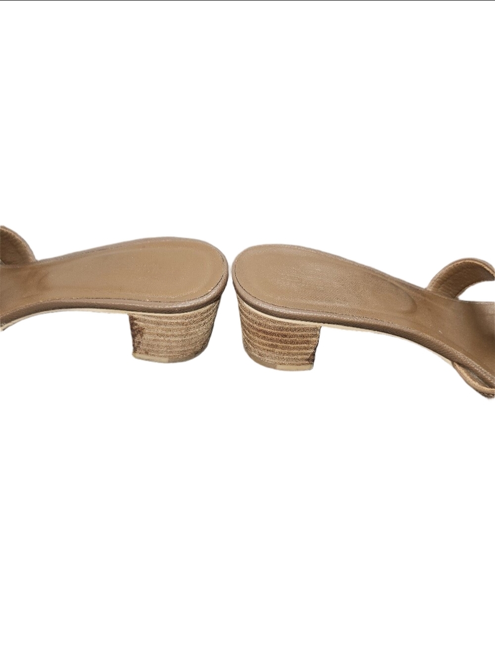 Hermès Oasis Sandals Beige Leather Block Heel Size 38 Authentic Made In Italy - Picture 7 of 8
